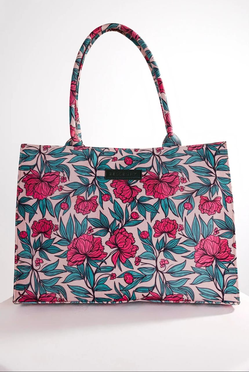 Women’s Printed Pink Flowers Tote Bag